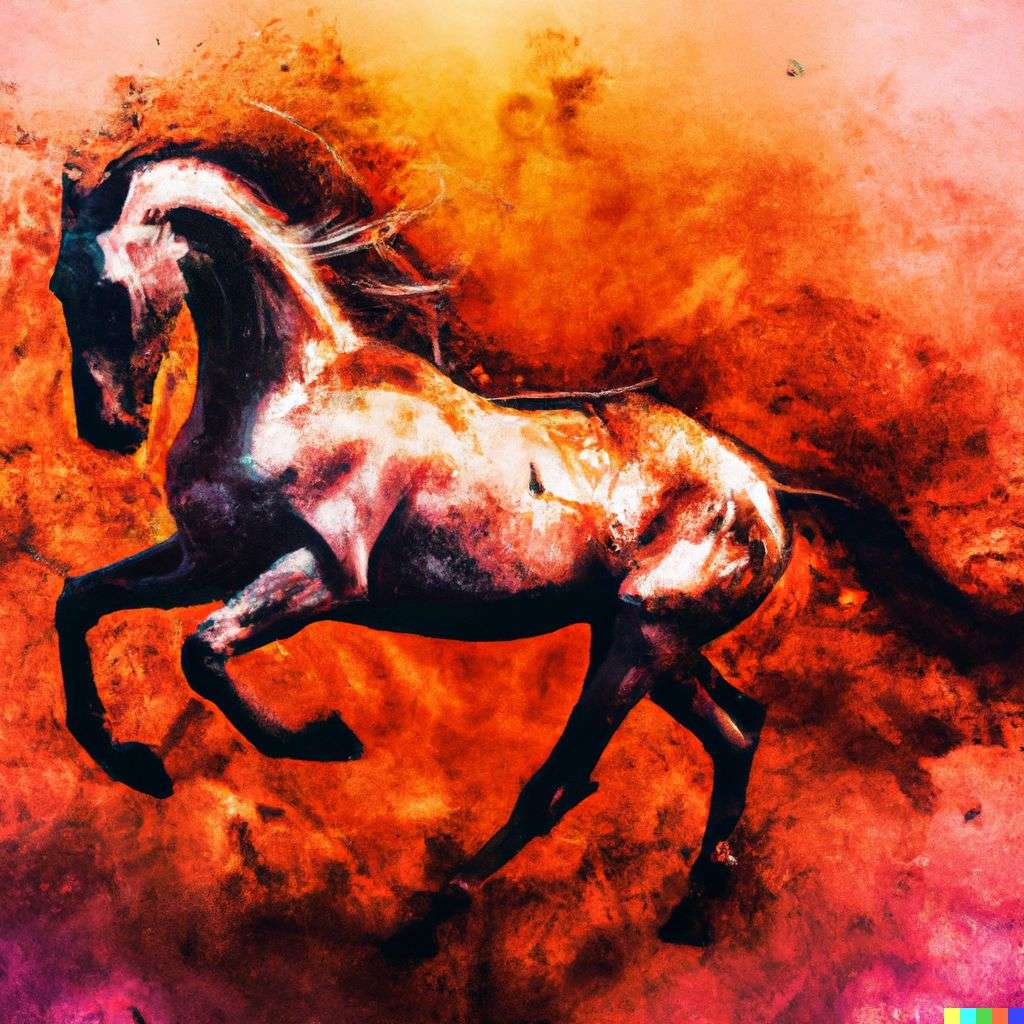 a horse, digital art, 2.5D style